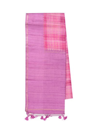 Gracecharm Multi Semi Dupion Chain Stripe Design with Border Saree
