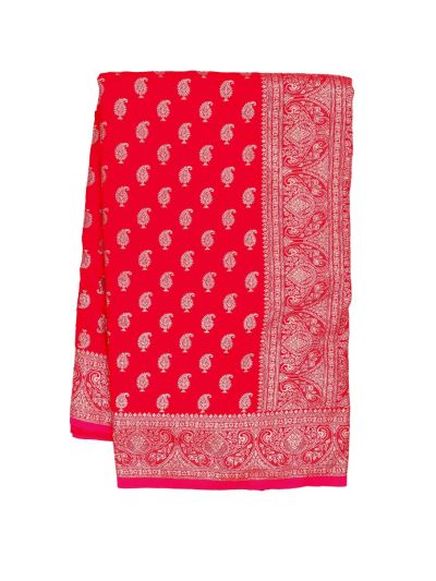 Gracecharm Satin Mashru Silk Paisley Butta with Zari Border Saree