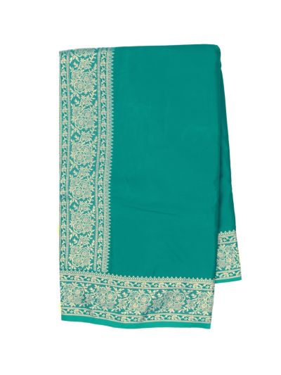 Gracecharm Satin Mashru Silk Plain Body with Floral Zari Border Saree