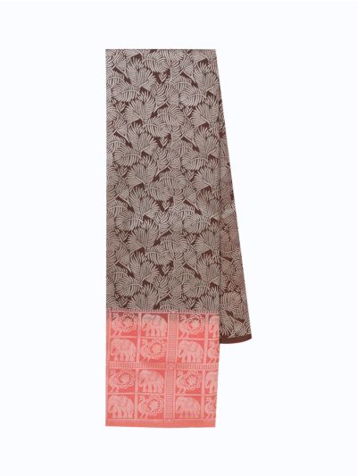 Gracecharm Gift Art Silk Leaf Loral Vine Pattern Elephant And Peacock Motifs In Border Saree
