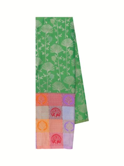Gracecharm Gift Art Silk Floral Stalks With Checkered Circular Tree Pattern Saree