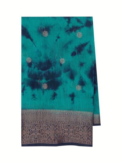 Gracecharm Semi Matka silk Teal Green Butta Design with Border Saree