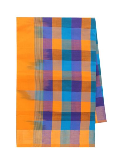 Gracecharm Silk Cotton Multi Check Double Zari Stripe Pallu Saree