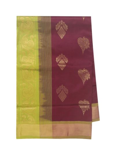 Gracecharm Elegant Kathirippu Silk Cotton Burgundy Maroon Butta Design with Border Saree