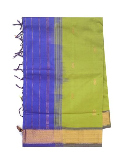 Gracecharm Parrot Green Elegant Kathirippu Silk Cotton Butta Design with Border Saree