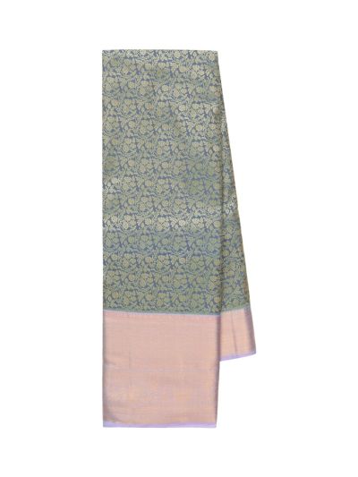 Gracecharm Gift Art Silk Floral Butta Checks Sage Green with Zari Pallu Border Saree