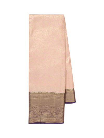 Gracecharm Gift Art Silk Floral Butta Checks Melon pink with Zari Pallu Border Saree