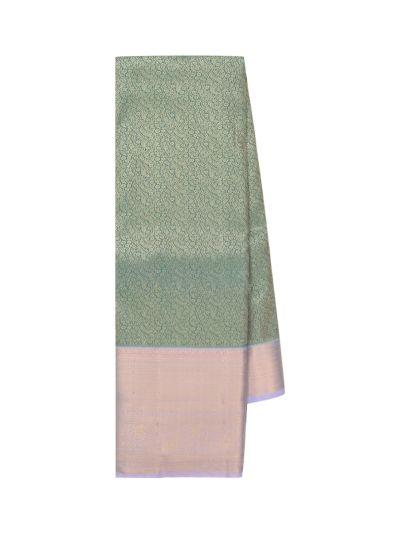 Gracecharm Gift Art Silk Floral Butta Checks Pastel Green with Zari Pallu Border Saree