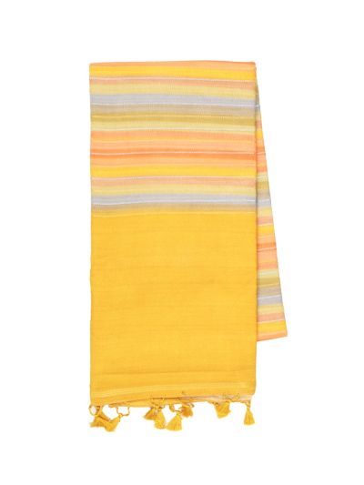 Gracecharm Semi Dupion Multicolour Striped Pallu Saree