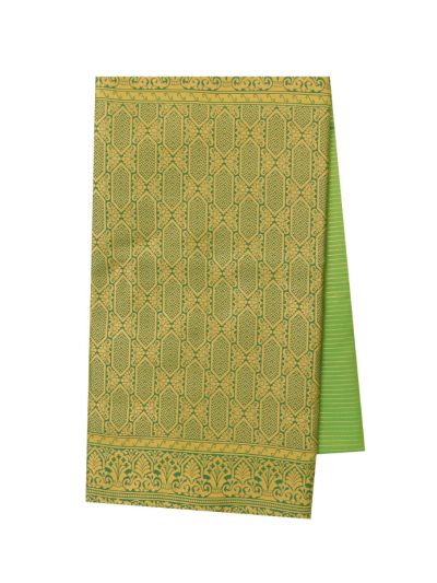 Gracecharm Art Soft Silk Parrot Green Zari Butta Dark Green Contrast Border Saree