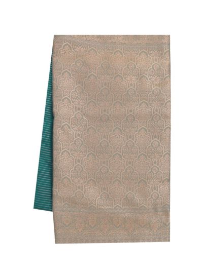 Gracecharm Art Soft Silk Teal Green Ornamental Zari Butta Contrast Border Saree
