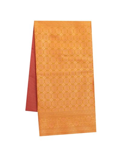 Gracecharm Art Soft Silk Brick Red Floral Zari Butta Contrast Border Saree