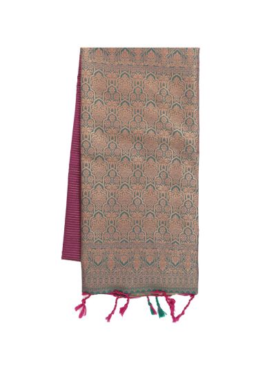Gracecharm Art Soft Silk Wine Ornamental Zari Butta Contrast Border Saree