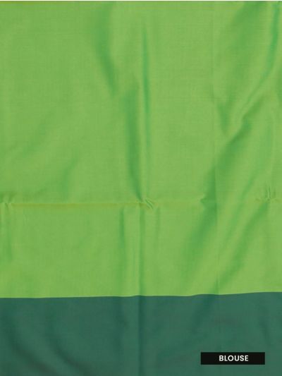 Gracecharm Art Soft Silk Parrot Green Zari Butta Contrast Border Saree