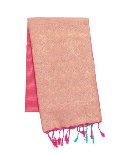 Gracecharm Art Soft Silk Rani Pink Zari Butta Contrast Border Saree