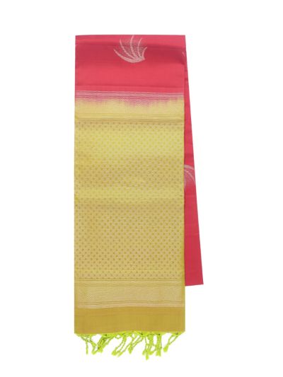 Gracecharm Elegant Pure Soft Silk leaf Butta Design with Border Saree