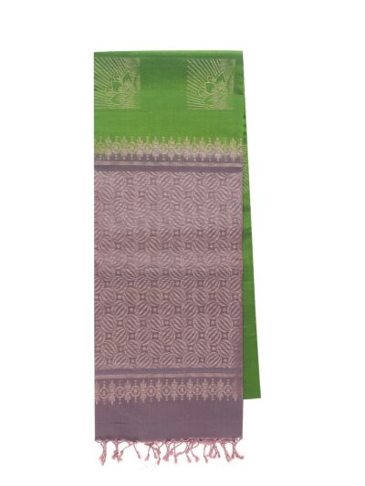 Gracecharm Pure Soft Silk Lotus Floral Butta With Zari Threads Pallu Saree