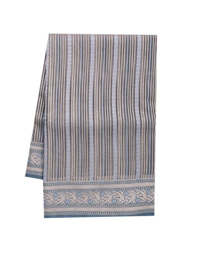 Banarasi Katan Silk Linear Striped Floral Lattice Pallu Saree