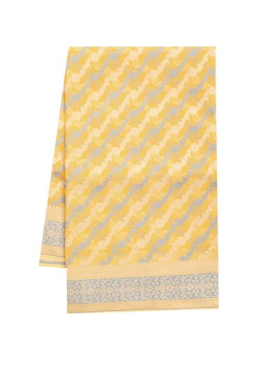 Banarasi Katan Silk Diagonal Floral Wave Striped Geometric Buta Pallu Saree
