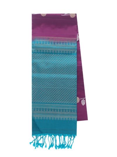 Gracecharm Elegant Pure Soft Silk Woven Floral Buttas Ornate Border Lines Saree