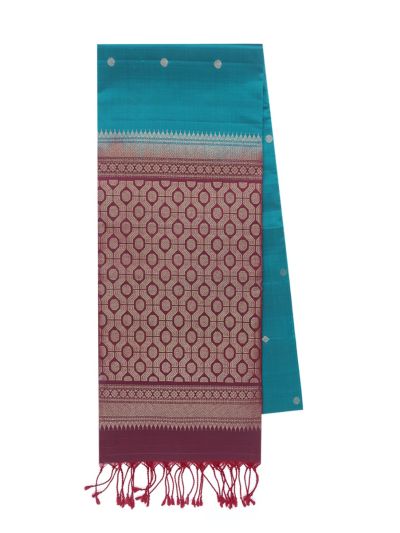 Gracecharm Elegant Pure Soft Silk Spaced Gold Zari Buttis Saree