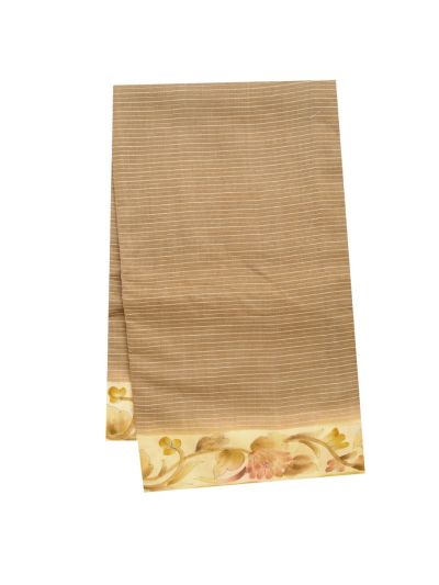 Banarasi Katan Silk Fine Striped Floral Vine Border Saree