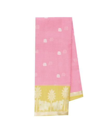 GraceCharm Manipuri Cotton Annapakshi Buta with Palm Tree Border Saree