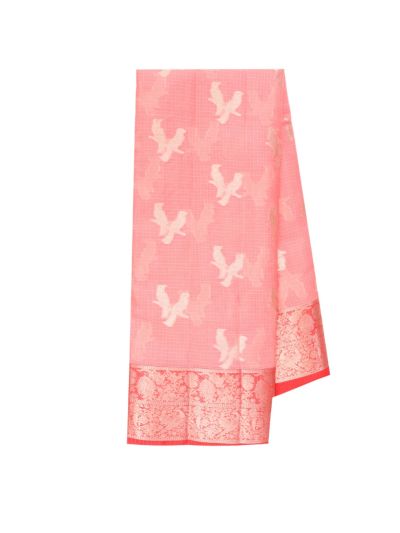 GraceCharm Manipuri Cotton Bird Buta with Floral Brocade Border Saree