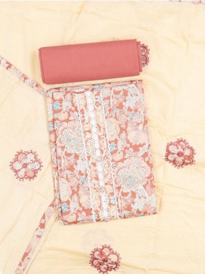 Graceful Art Banaras Embroidered Floral Bootis Dress Material