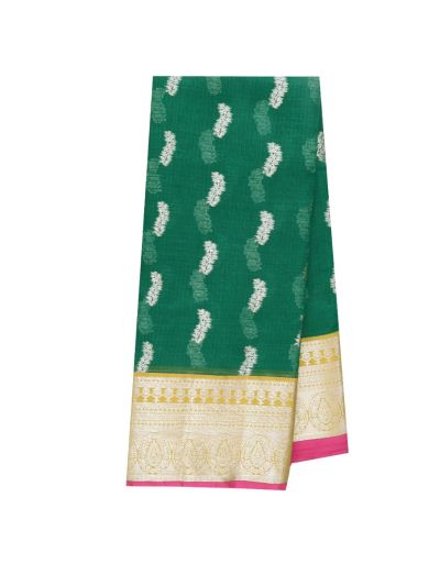 GraceCharm Manipuri Cotton Floral Buta with Ornamental Medallion Border Saree