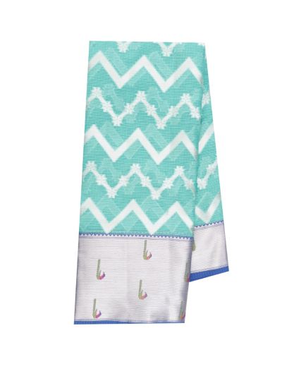 GraceCharm Manipuri Cotton Chevron Stripes with Border Saree