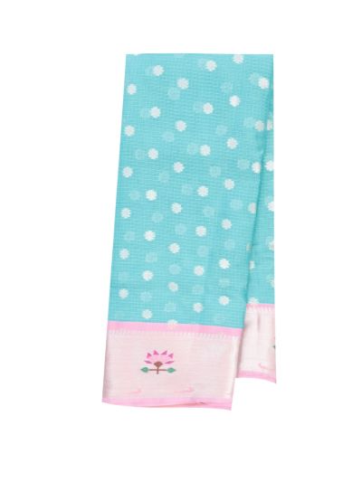 GraceCharm Manipuri Cotton Floral Buta with Lotus Motif Border Saree