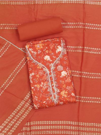 Graceful Rayon Floral Print Geometric Arrow Dress Material