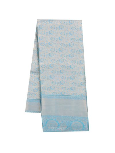 GraceCharm Art Silk Floral Jaal with Diamond Lattice Pallu Saree