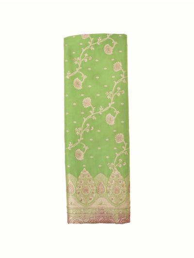 BlossomEase Semi Banarasi Floral Vine Jaal with Floral Medallion Pallu Saree