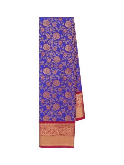 Gracecharm Gift Art Silk Royal Blue Floral Jacquard Pallu Saree