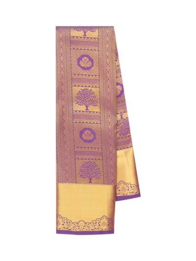Gracecharm Gift Art Silk Tree Geometric Floral Panels Gold zari Saree