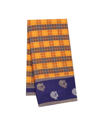GraceCharm Fancy Viscose Tissue Checked Pattern with Contrast Border Saree