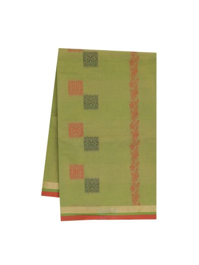 GraceCharm Kovai Cotton Square Floral Buta with Leaf Vine Pallu Saree