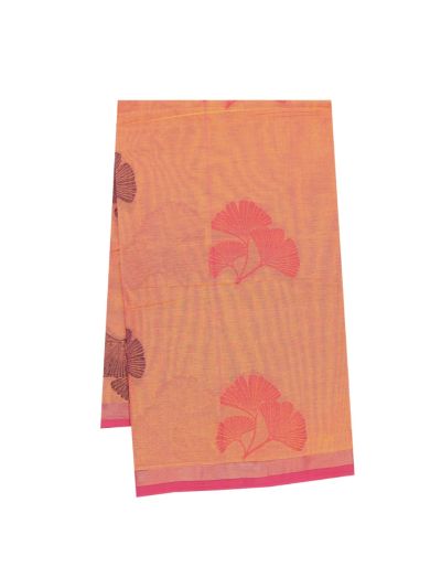 GraceCharm Kovai Cotton Ginkgo Leaf Buta with Geometric Pallu Saree
