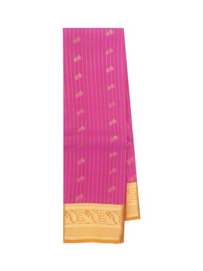 Gracecharm Pure Silk vertical stripes Gold Metallic Zari Thread Saree