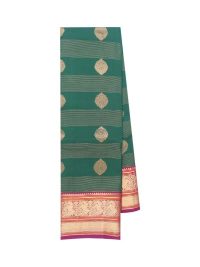 Gracecharm Pure Soft Silk Horizontal Fine Lines Golden Zari Buttas Saree