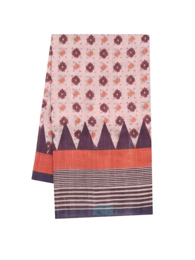 GraceCharm Semi Jute Geometric Buta Striped Pallu Temple Border Saree