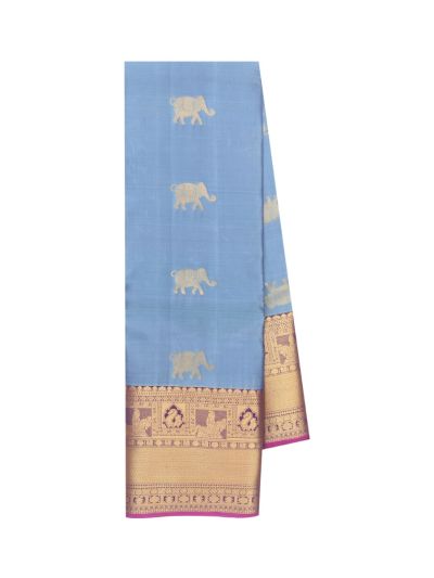 Gracecharm Pure Soft Silk Elephant Butta Golden Zari Pallu Saree