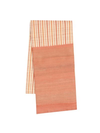 GraceCharm Semi Jute Striped with Contrast Pallu Border Saree
