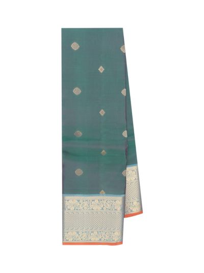 Gracecharm Pure Soft Silk Diamond Butta With Floral Golden Zari Saree
