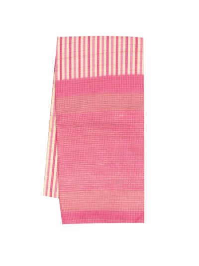 GraceCharm Semi Jute Striped Body Contrast Pallu Border Saree