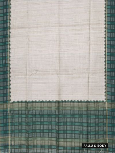 GraceCharm Semi Jute Striped Body with Checked Pallu Border Saree