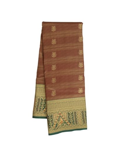 Gracecharm Art Silk Checked Butta with Contrast Pallu Saree
