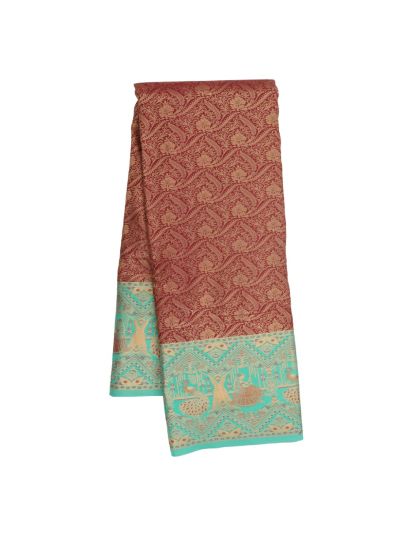 Gracecharm Art Silk Floral Jaal with Contrast Border Saree